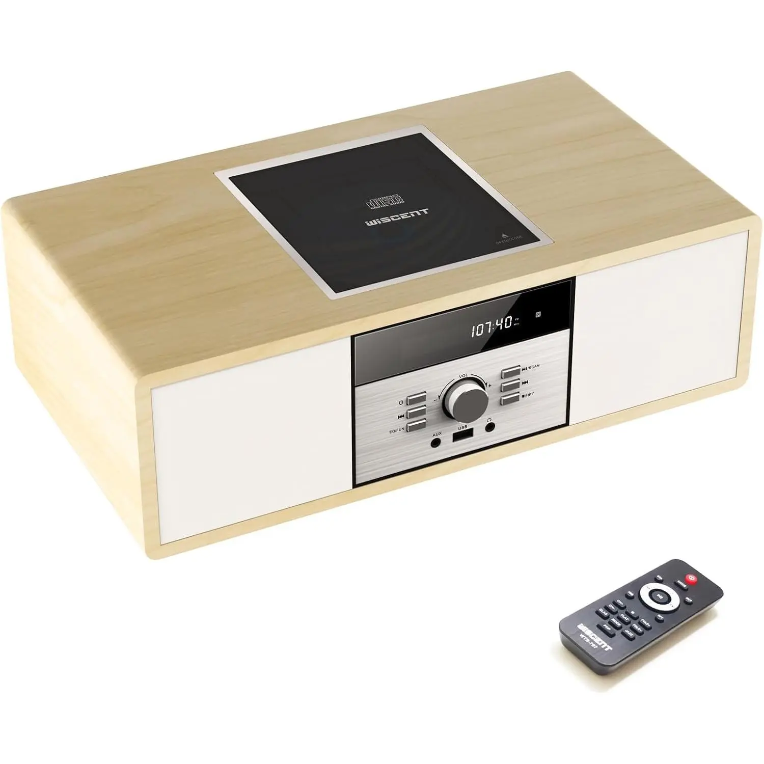 Nostalgic  Stereo System for ,    HiFi Systems CD Player,with  Audio Streaming,FM Radio,USB Port,Aux-in,Earphone Port ( Color)
