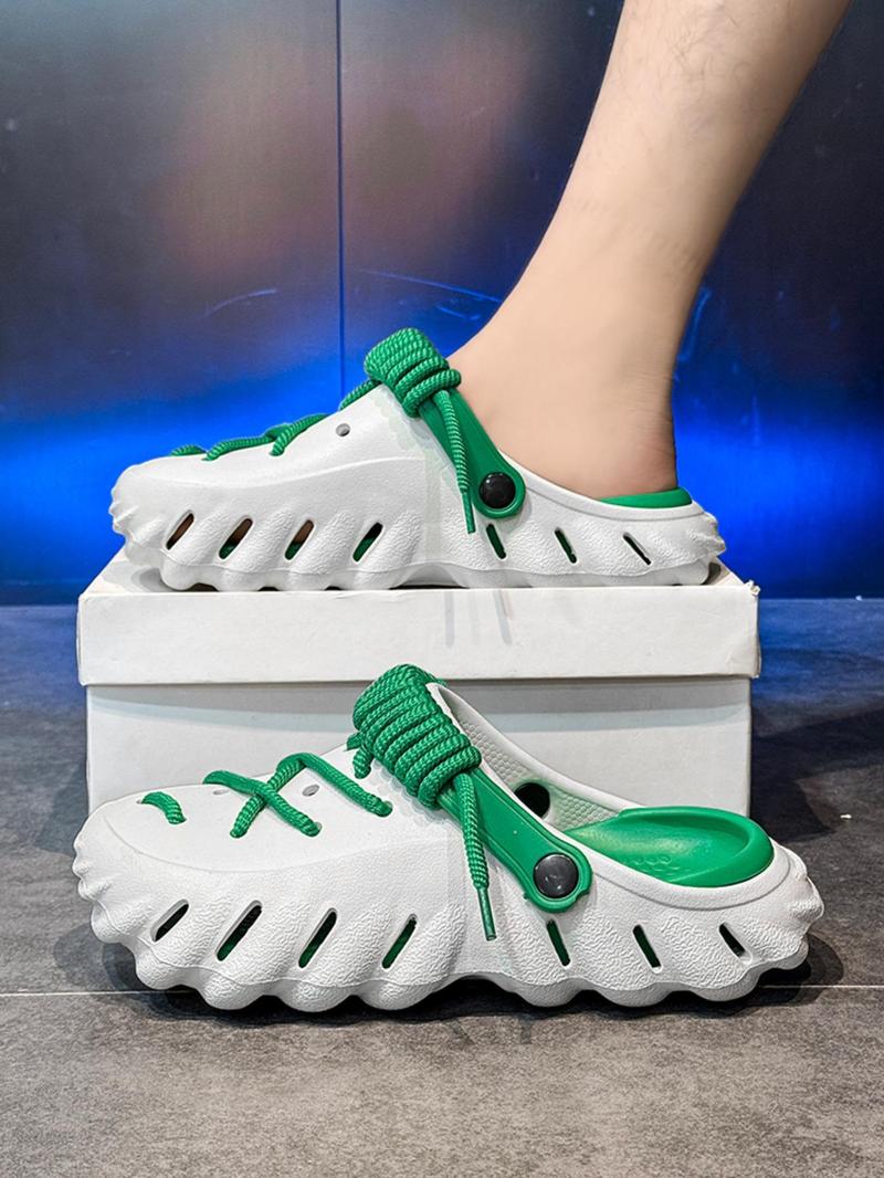 Unisex's Minimalist Casual Lace Up Clogs, Trendy Soft Non-slip Comfortable Clogs, Fashionable Shoes for Indoor & Outdoor Wear