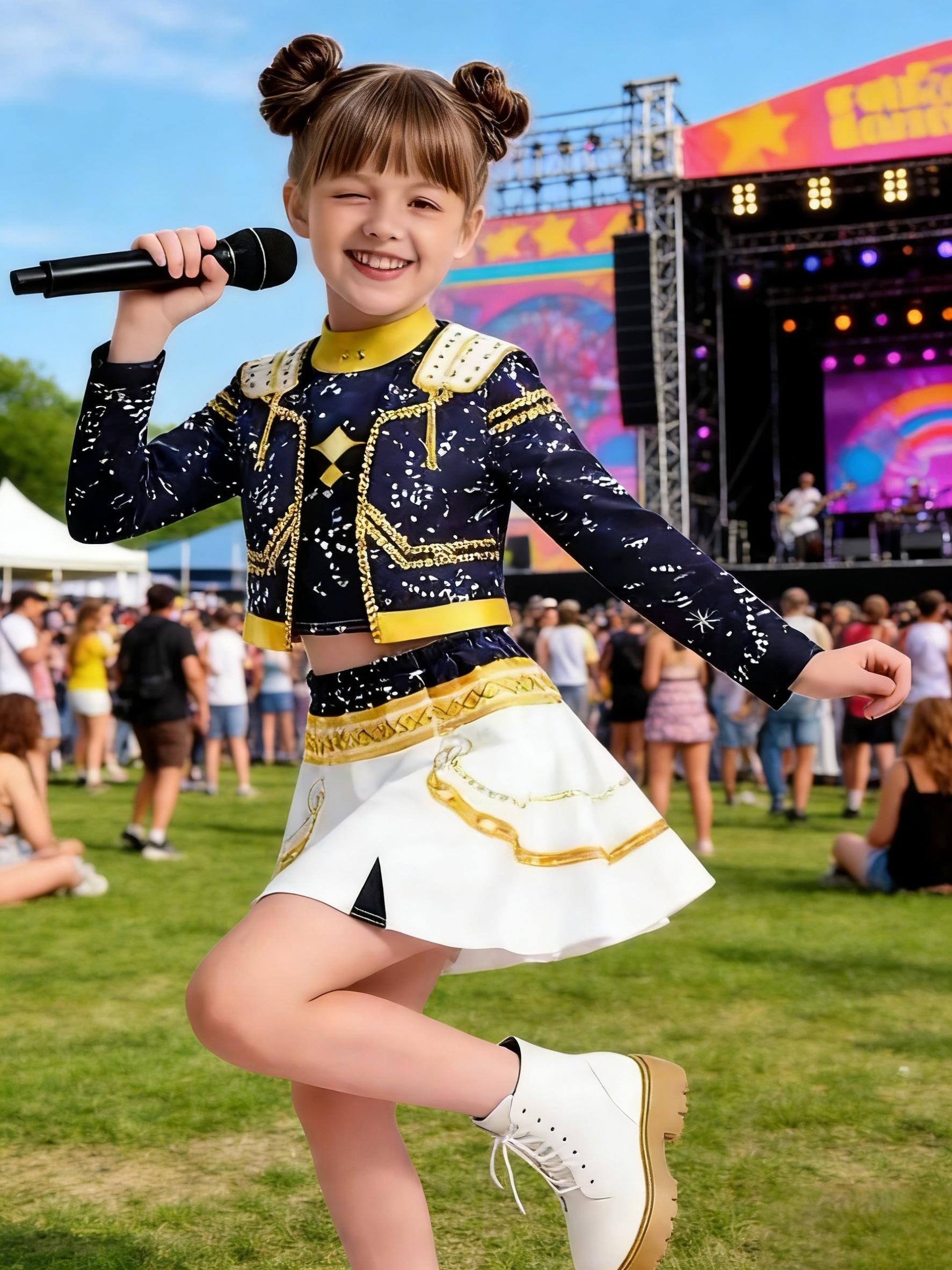 3-piece Kpop outfit, suitable for boys and girls, children's Kpop performance costume, vocal stage costume, idol singer white party girl group stage costume, Halloween festival costume, cheerleader dance uniform