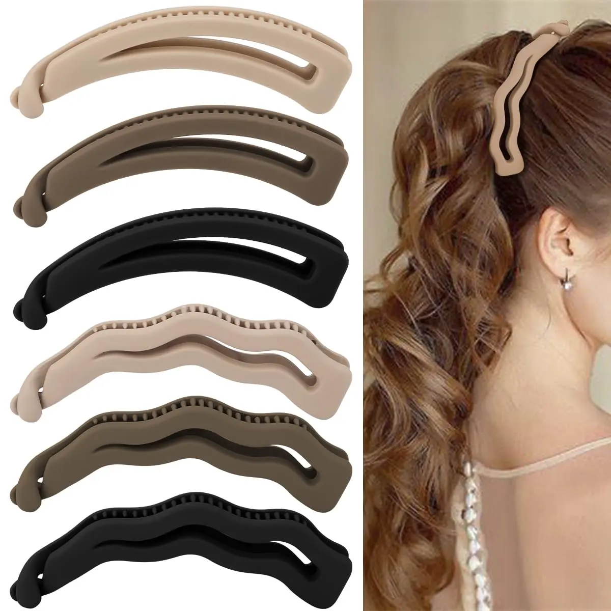6 count Banana Clips Hair, Matte Banana Hair Clips for Thick Hair Thin hair, Medium  Hold Ponytail Bun Holder Jaw Clip Barrettes Styling Accessories for Women Girls
