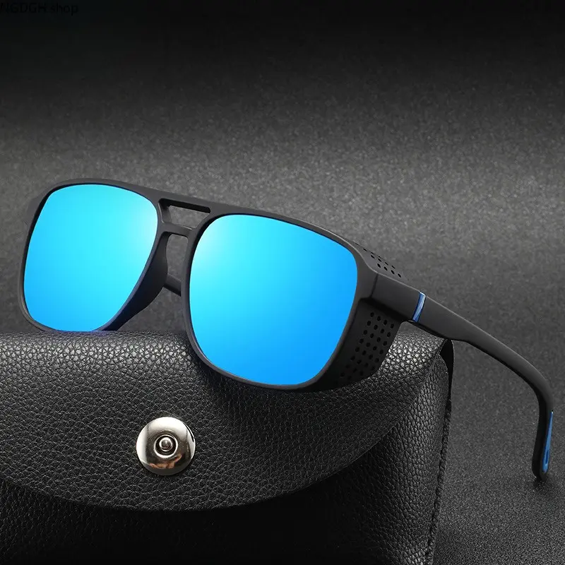 1-Pack Polarized Sports Sunglasses with Blue Mirrored Lenses, Matte Black Frame with Side Shields, UV400 Driving Glasses, Lightweight Outdoor Cycling Eyewear, Perfect for Fishing, Running, Men's Gifts & Summer Travel.