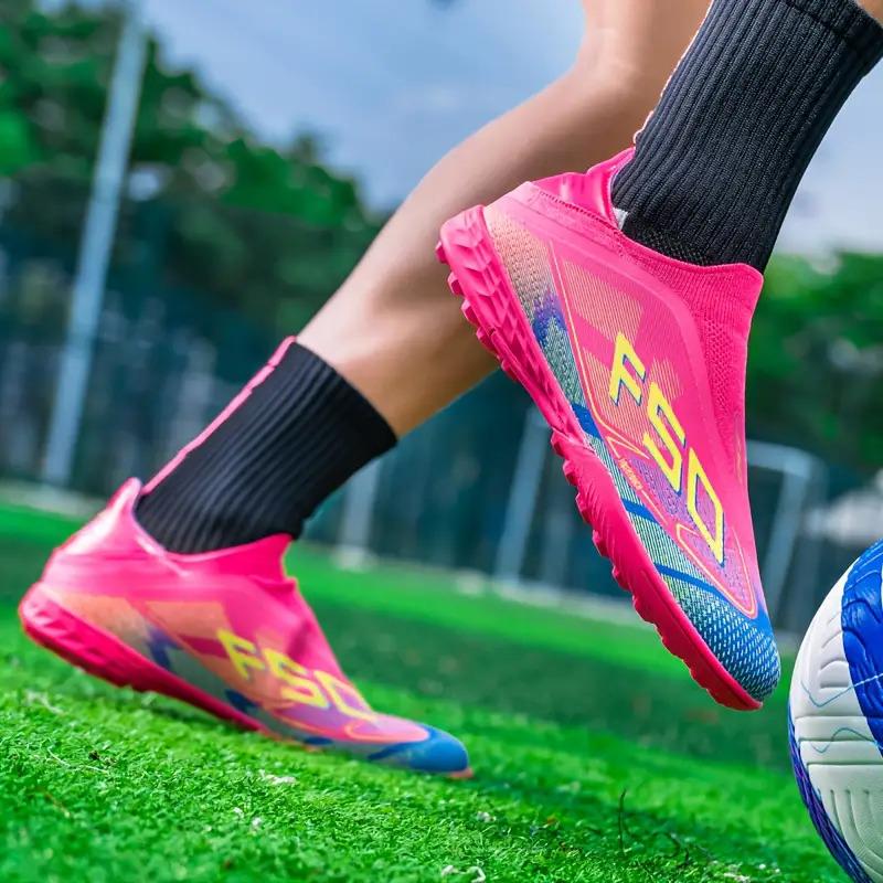 LISM Men's Training Cleats - AG/TF Studs with Non-Slip TPU Sole, Lightweight PU Upper, Neon Pink/Blue/Green/Orange/Black/White/, All-Terrain Grip for Soccer, Indoor/ Matches & Training - Cushioned Comfort, All-Weather Performance - Ideal for Professional