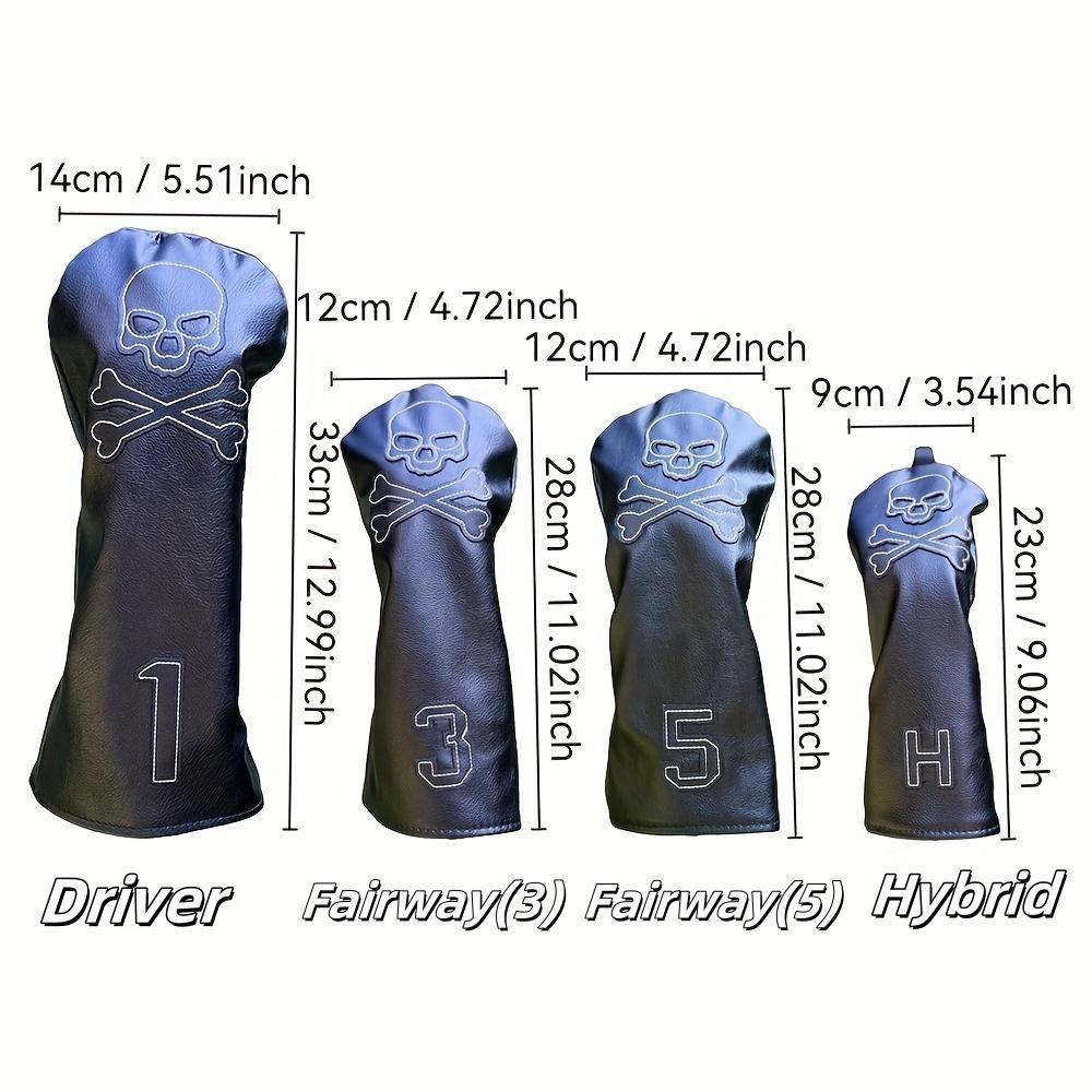 Fashionable Skull Pattern Golf Club Headcover, Golf Club Headcover for No. 1 No. 3 No. 5 No. H Club, Golf Accessories for Men & Women