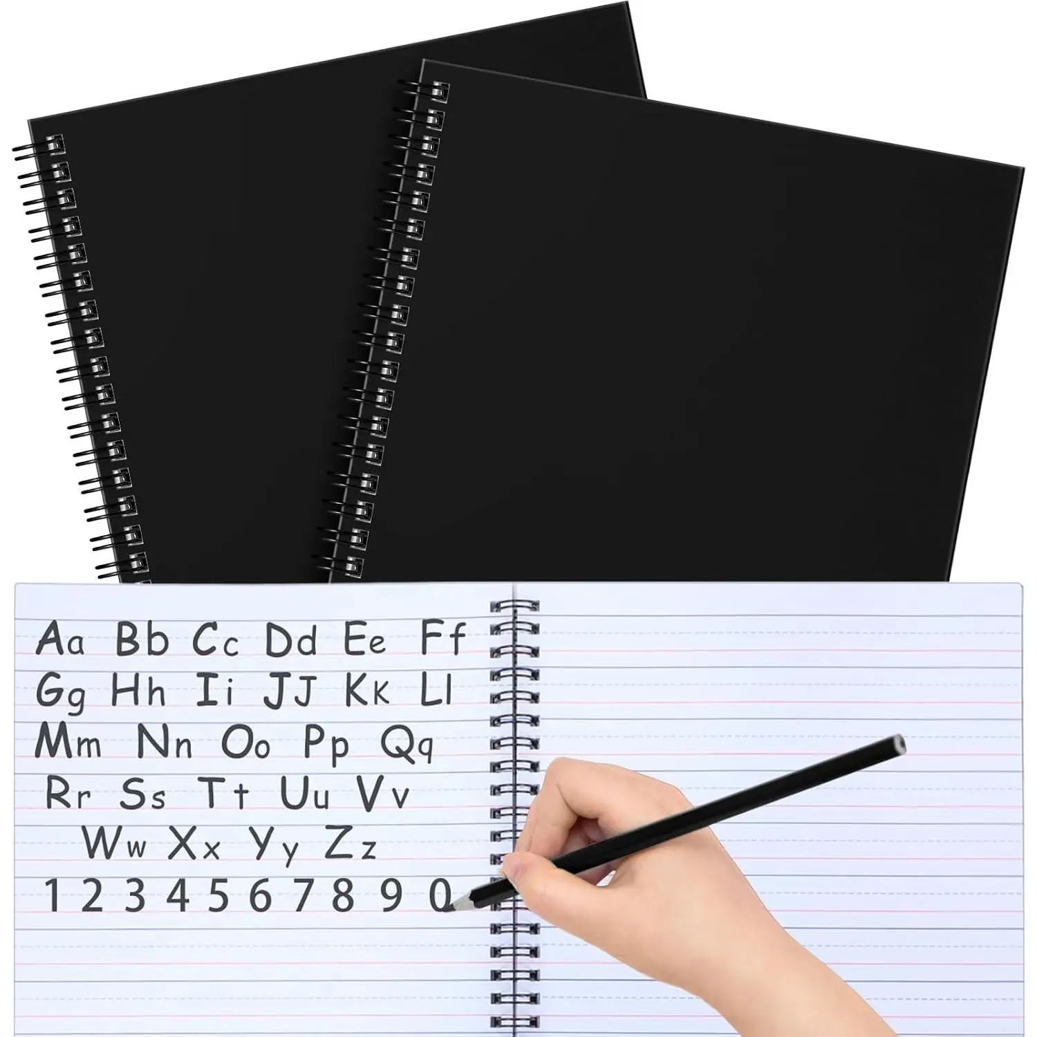 2 Pcs Spiral Primary Composition Notebook K-2 Writing Workbook, Wide Ruled Paper, 100 Sheets, 9.8" x 7.5" Handwriting Journal for Kindergarten Preschool Kids