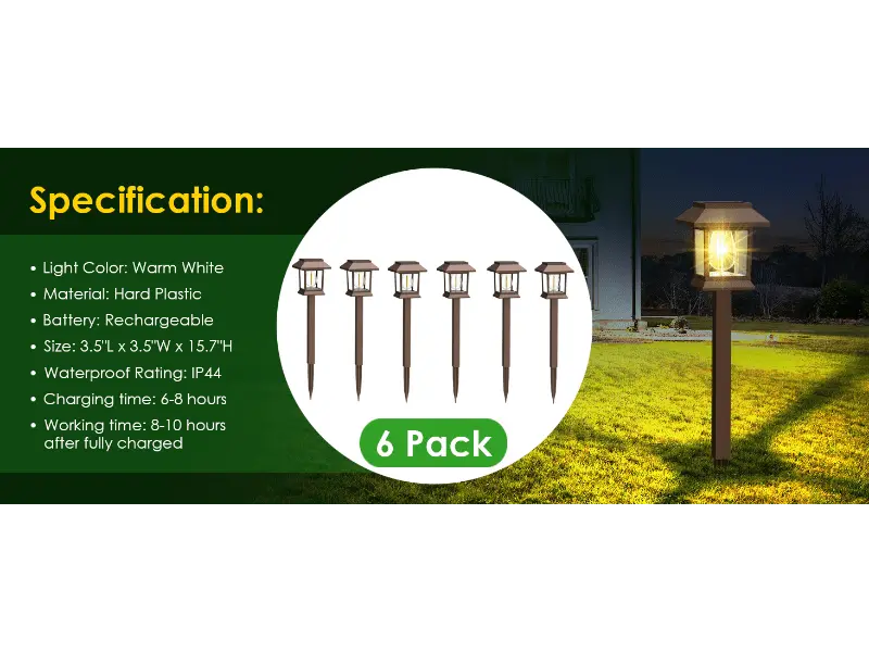 Hoodink 12-Pack Upgraded Solar Powered Pathway Lights with Stakes, Solar Landscape Lights, Yard Lighting, Waterproof Water Resistant IP54 Brown Hard Plastic, 3000 Warm White, Easy Installation for Driveway Walkway