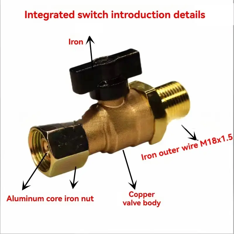 Truck Front Air Brake Cut Off Valve | Solid Brass Air Shut Off Switch for Semi Trailer & Heavy Duty Trucks M18x1.5 M18-M18 Thread Hardware Parts