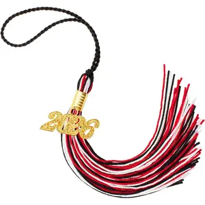 Class of 2026 Graduation Cap Tassels with 2026 Gold Year Charms, Red Black White Tassels for Graduation Ceremony Accessories