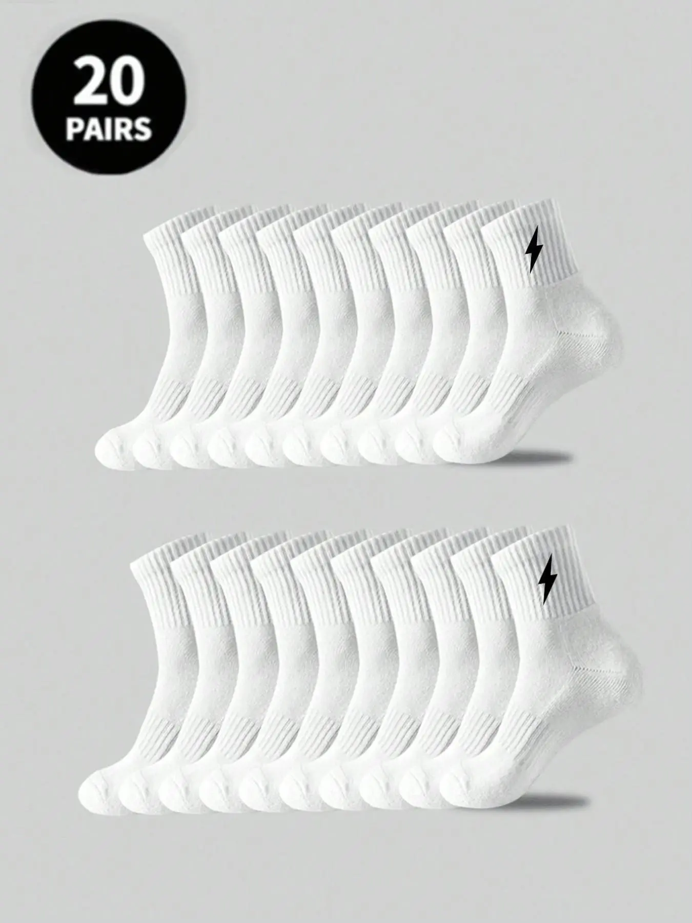 Men's Lightning Pattern Crew Socks, Comfortable Breathable Soft Skin-Friendly, Casual Sporty, School Socks for Daily Use, All Seasons