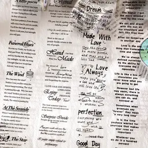 Vintage Alphabet Sticker Tape, Retro English Letters Journal Decor, Style Literary Salt Series Handwritten Motivational Text Stickers