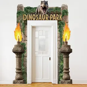 Dinosaur Park Party Decoration Dinosaur Birthday Porch Banner Background Halloween Dinosaur Party Supplies Door Decoration Banner Photo Booth Background Hanging Dinosaur Park Birthday Photo Props