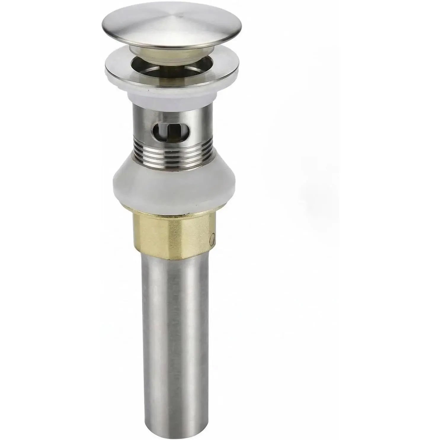 Bathroom Sink Drain, Drain Stopper Bathroom Sink with Overflow, Assembly with Detachable Strainer Basket,  in Anti Clogging Pop Up Drain Strainer, Stainless Steel Brushed Nickel 1 count