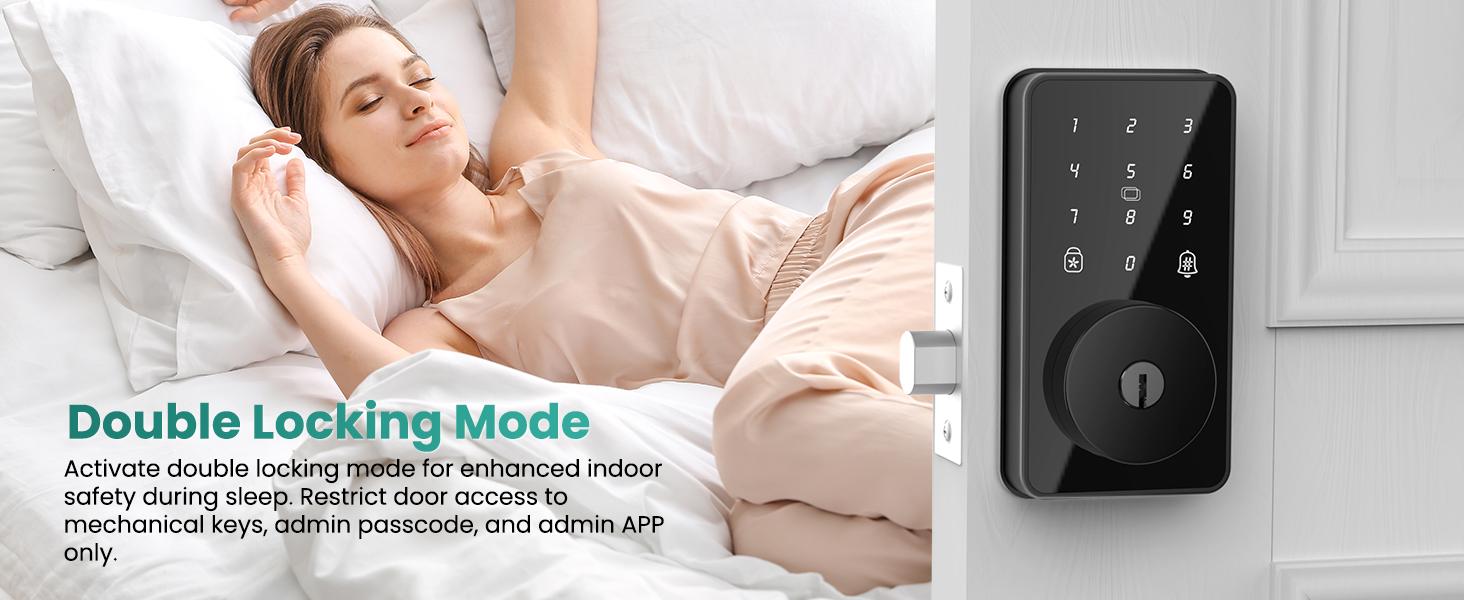 Lock, Door Lock for Front Door, 6 Code Door Lock with, Bluetooth Deadbolt, App