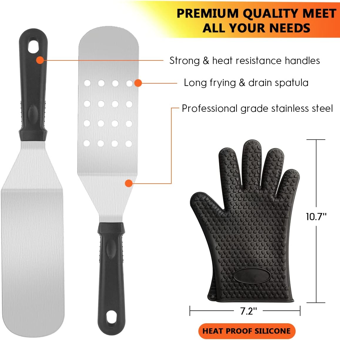 Griddle Accessories Kit, 135 Pcs Griddle Grill Tools Set for and, Grill BBQ Spatula Set with Basting Cover, Spatula, Scraper, Bottle, Tongs, Egg Ring Griddle Accessories Kit, 135 Pcs Griddle Grill Tools Set for and, Grill BBQ Spatula Set with Basting Cover, Spatula, Scraper, Bottle, Tongs, Egg Ring