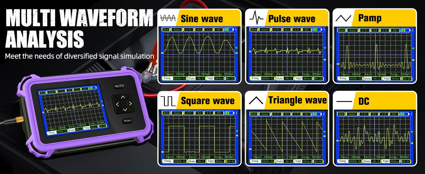 Oscilloscope, 2.8" TFT Oscilloscope, 1MHz Bandwidth, 8.33MSa/s Sampling Rate, Auto/Normal/Single Trigger Modes, for Home & Automotive Use