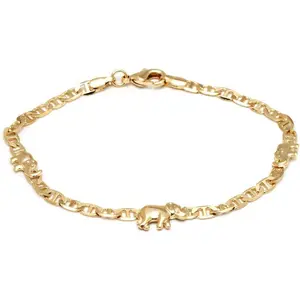 Barzel 18K Gold Plated Flat Marina Elephant Anklet For Women - Made In Brazil
