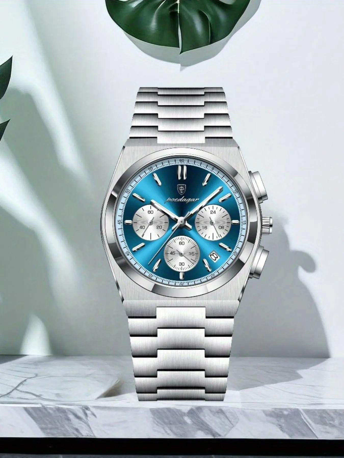 Men's Waterproof Multifunctional Luminous Ultra-Thin Quartz Watch, Stainless Steel Case, Analog Face, All Seasons, Includes Batteries, Luminous Dial Watch