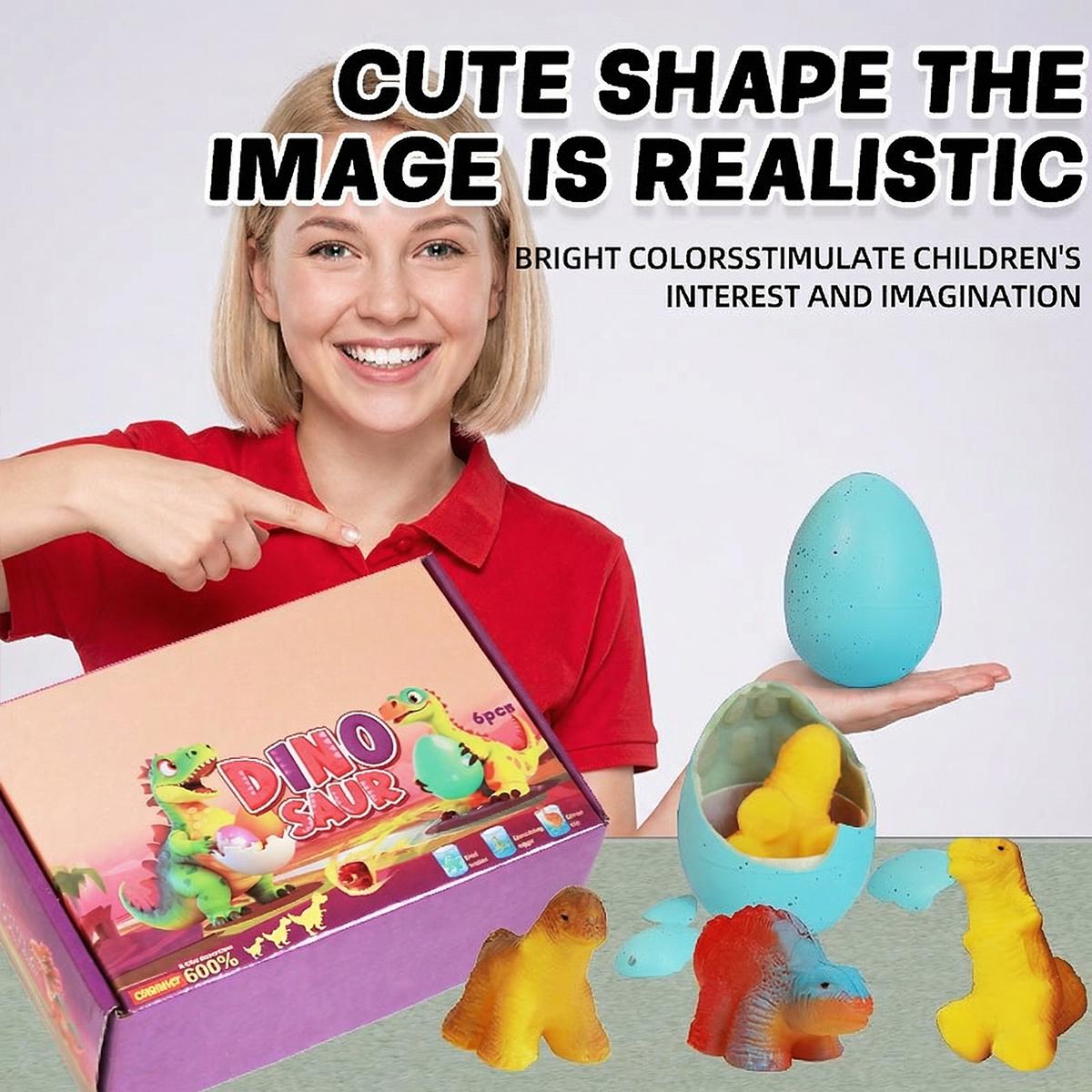 Hatching Dinosaur Surprise Eggs for Kids - 6 Pack Easter Basket Stuffers, Birthday Gifts for Boys & Girls Age 3 4 5 6 7 8 Years Old