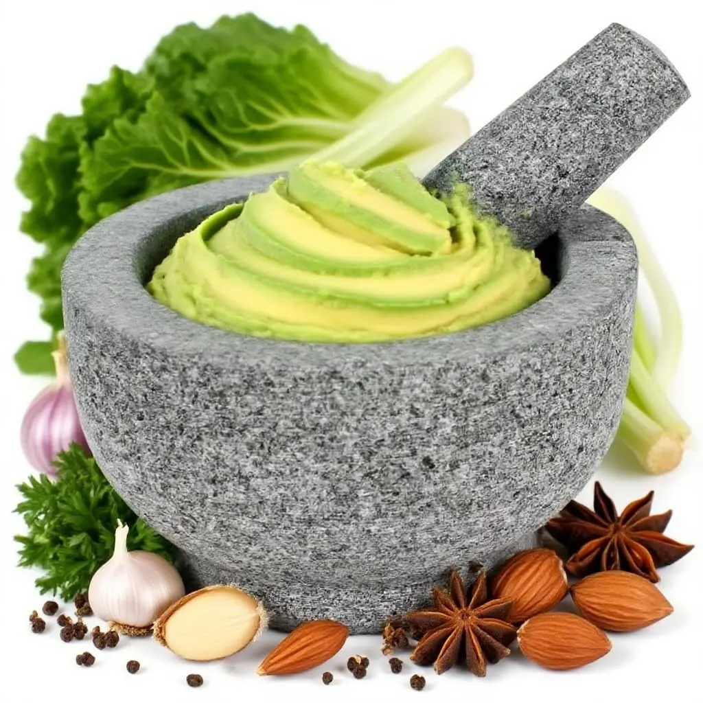 7" Heavy Granite Mortar and Pestle Set, 4 Cup，Molcajete,Guacamole Bowl | Natural Unpolished Stone Grinder for Spices, Garlic, Seeds,Guacamole, Herbs & Kitchen Use