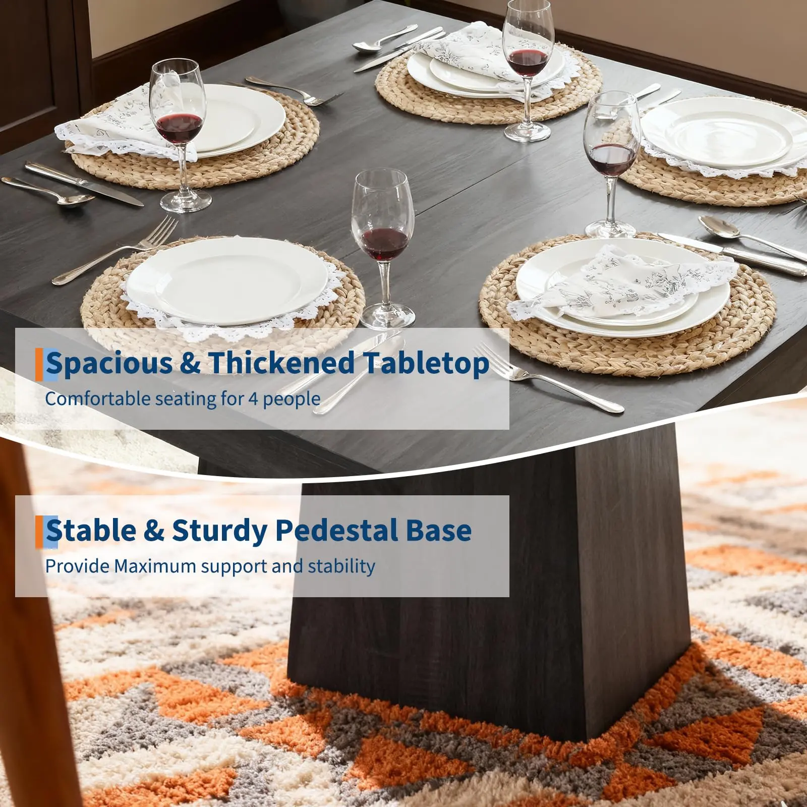 Garvee 31.5-Inch Square Pedestal Dining Table for 4 – Compact Modern Farmhouse Kitchen Table with Trapezoid Base for Small Spaces