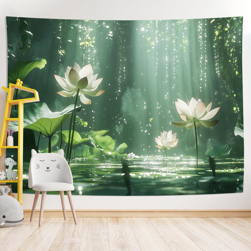 1 Elegant 3D for Lotus Flower Wall Tapestry - Vibrant Polyester Decor with Realistic Water Effect for Living Room, Bedroom, Office, Party - Perfect Creative Gift, No Power Needed, Tranquil Decoration |     Serene Ambiance |     Polyester Fabric
