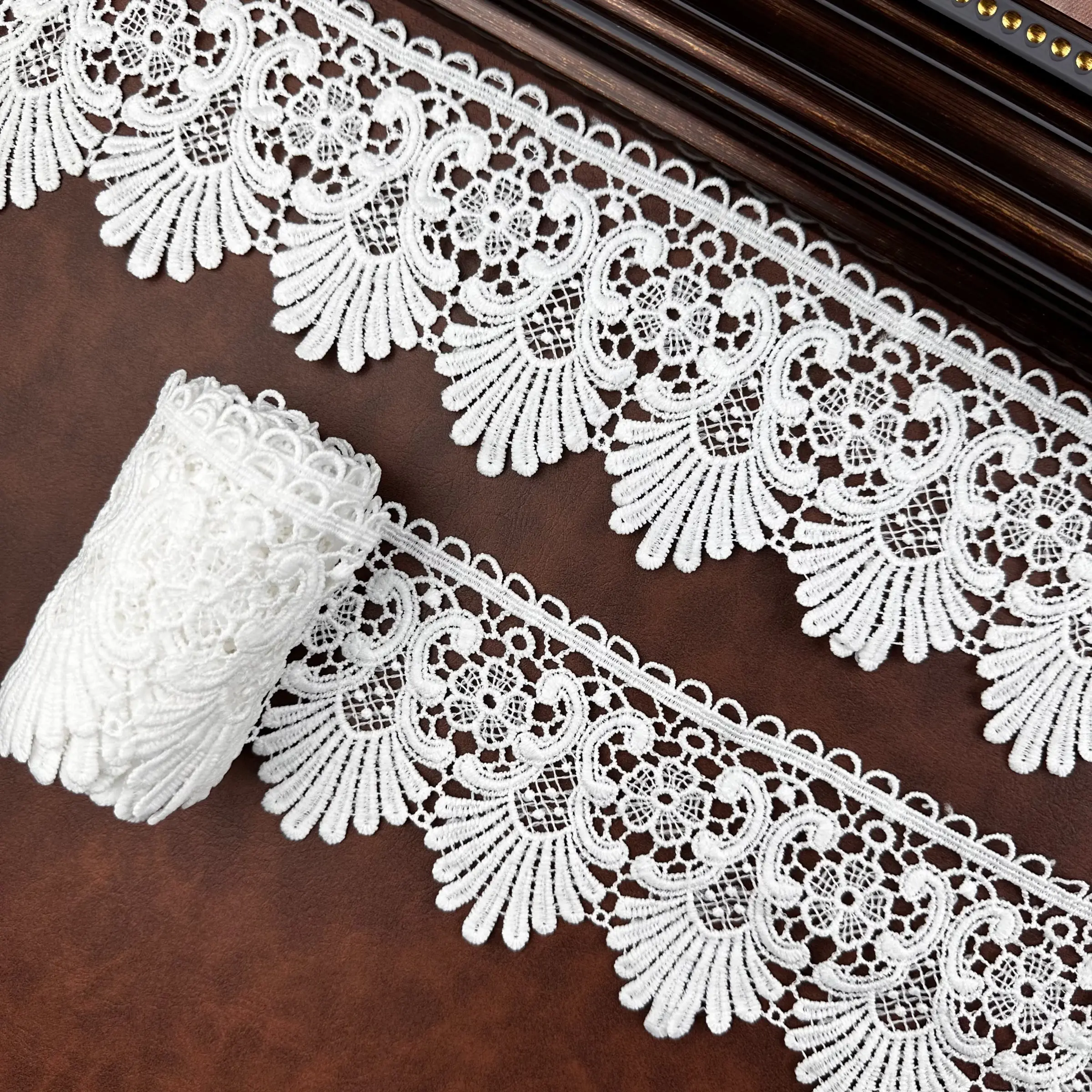 Vintage Baroque Embroidery Lace Trim, 3.74in Wide, Intricate Embroidered Fabric Ribbon, DIY Sewing Crafts, Curtain, Sofa, Home Decor, Lace Strip