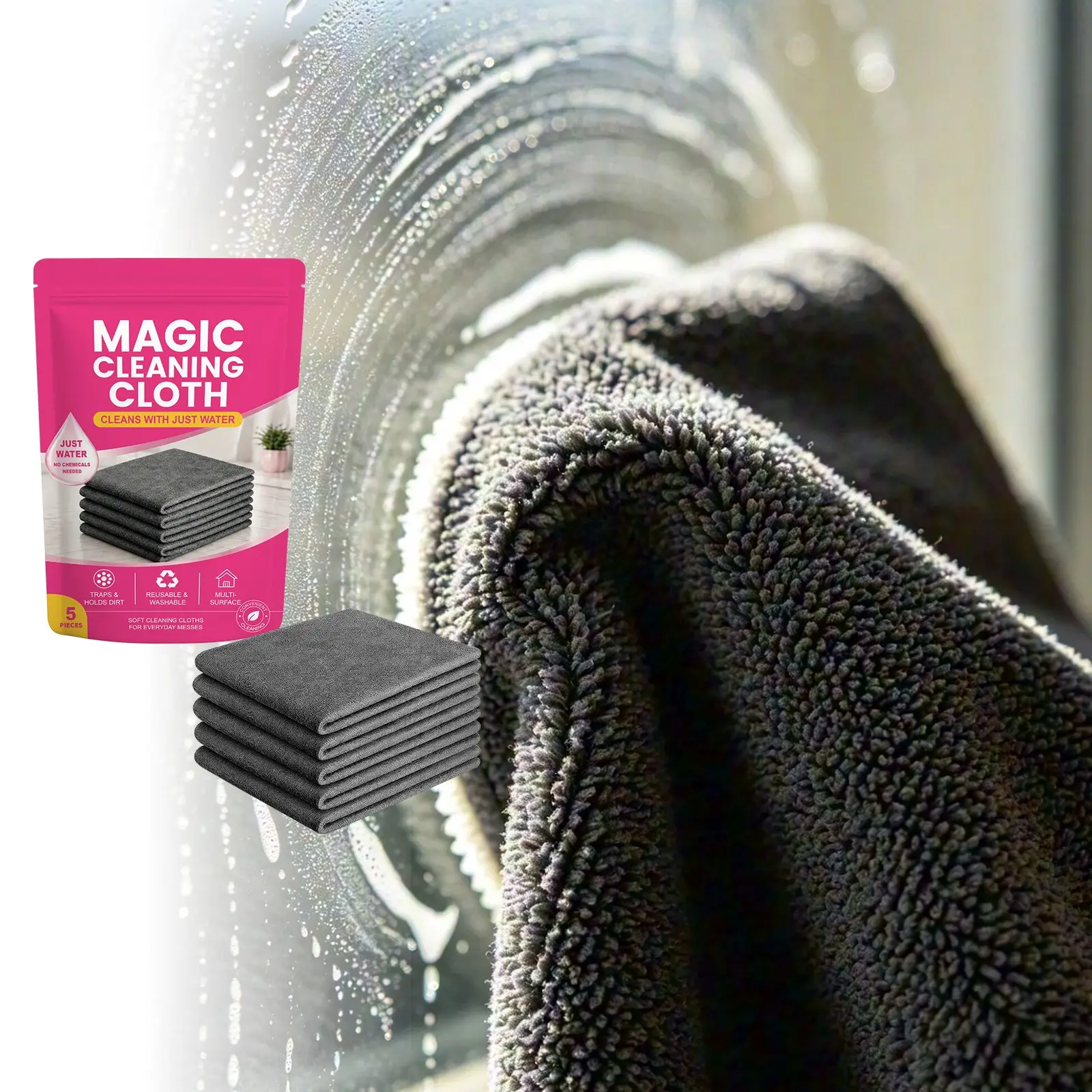 Magic Cleaning Cloth for Daily Home Use, Removes Surface Oil Stains, Leaves No Marks or Water Streaks, Convenient Household Cleaner