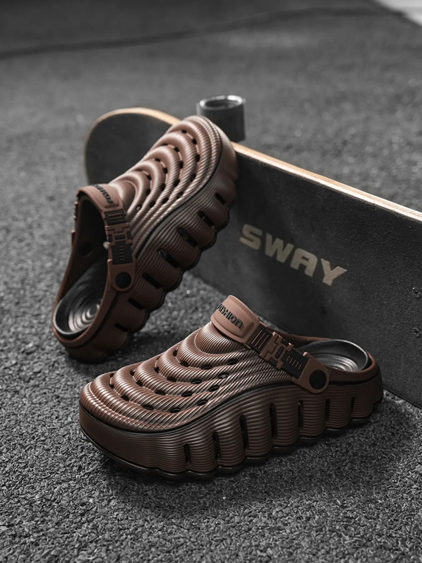 Men's Spa Foot Massage Sandals, Thick Sole Hollow Out Quick-Dry Beach Shoes, Eva Summer Slides, All-Season Eva Material, Full Bottom Acupressure Design