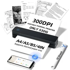 MT610Pro Portable Thermal Printer, 300DPI  Mobile-Travel-Printers, Inkless--Small-Printer for  Use, Office, ,  Printers Supports 8.5" x 11"  Letter&A4&A5, Black