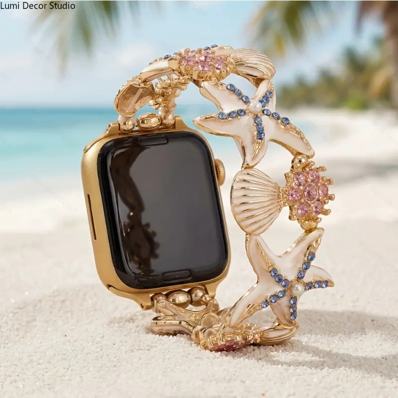 Gold Chain Smartwatch Band - Fashion Bracelet Replacement Strap for 38-49mm Watches and 20/22mm Connectors, Daily Wear Outfits