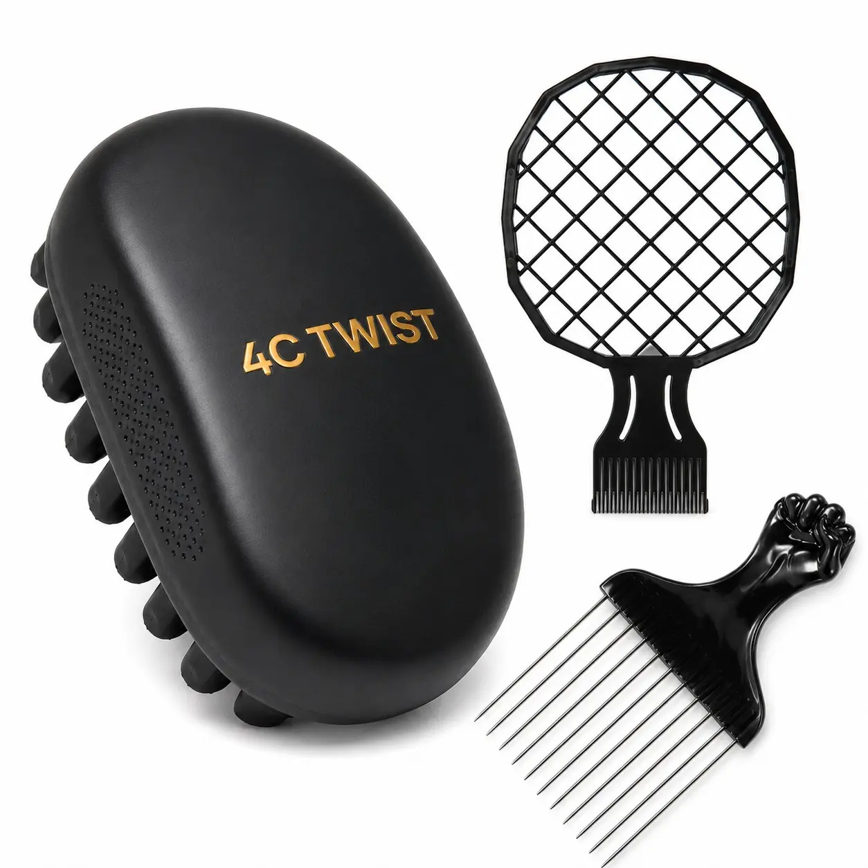 3-Piece 4C Twist Brush Set for Coily Hair, Hair Styling Tools