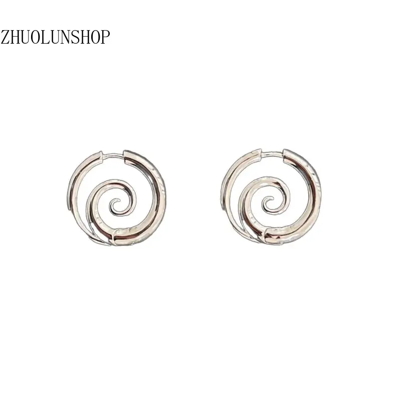 316L Stainless Steel Spiral Cartilage Clicker Hoops - Copper Plated Alt Goth Grunge Industrial Ear Staples, Hypoallergenic Faux Stretched Twist Earrings, Streetwear Punk Statement Jewelry for Alt Teen Girls, Twist Spiral, Circular Hoop