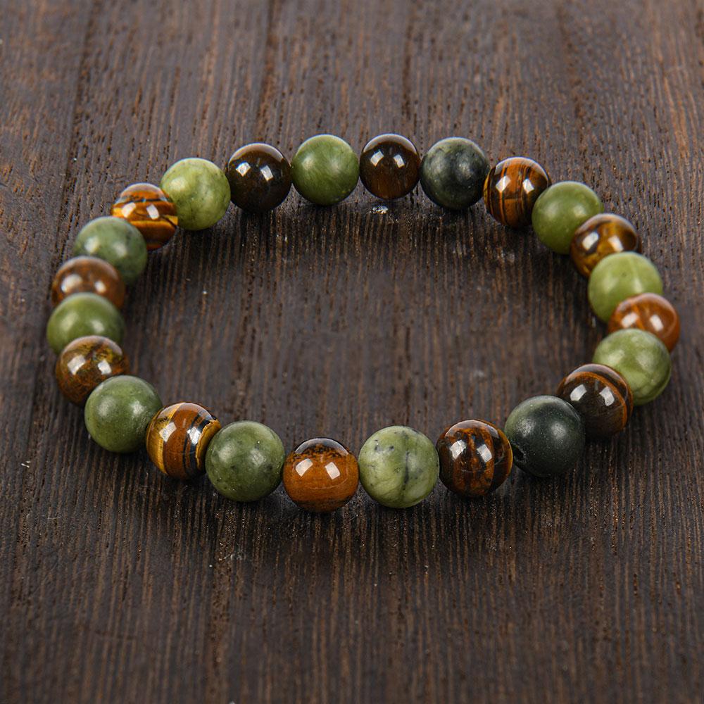 Tiger Eye Stone Bracelet Attracts Wealth, Ababusive Prosperity - Stretchable Artificial Jade Money Attraction Bracelet - Unisex Jewelry Gift bracelet Crystal bracelet Elastic Band Abundance Elasticity