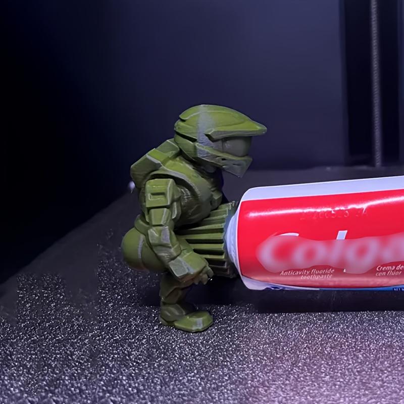 The Halo Butt Master Toothpaste Squeezer 3D-Printed Spartan Warrior Design Fun Daily Use Humor Toothpaste Squeezer Thin Non-Slip Vevor Towel Warmer Bucket Luxury Bat Toothbrush Gift vintage cans artificial wood funny desk accessory Valentine's Day Heart