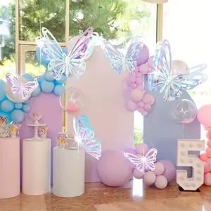 6pcs Laser Rainbow Large Magical Butterfly Hanging Decorations, 3D Butterfly Party Decor, Princess Theme Birthday Wedding Shower Decor