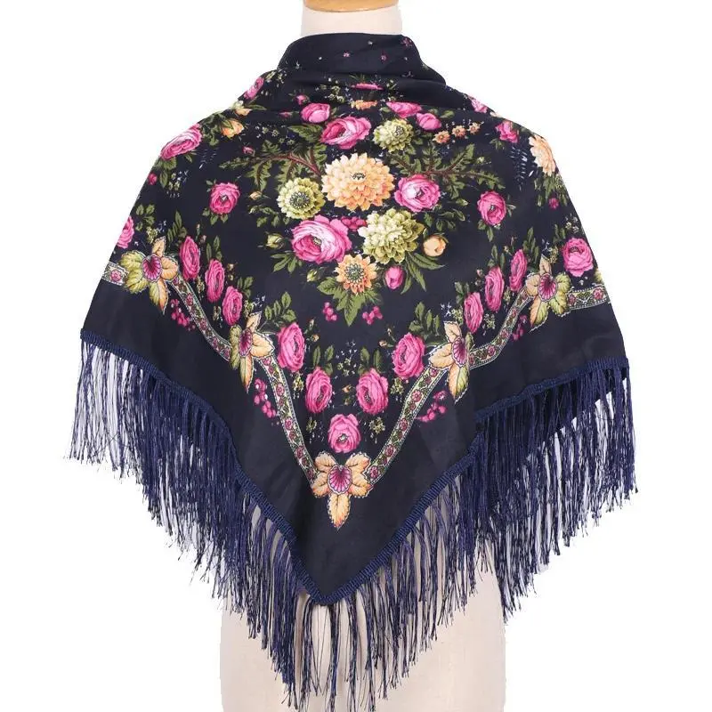 Ethnic Style Shawl Square Scarf for Woman luxury Hijabs Printing Cape Blanket Wraps Female Warm Bandana Headscarf Classic