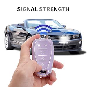 Car Key Fob Cover Compatible with Chevy Key Shell Car Accessories Remote Key Protector Fits Chevy Equinox Malibu Camaro Traverse 5-Button Smart Key, Purple