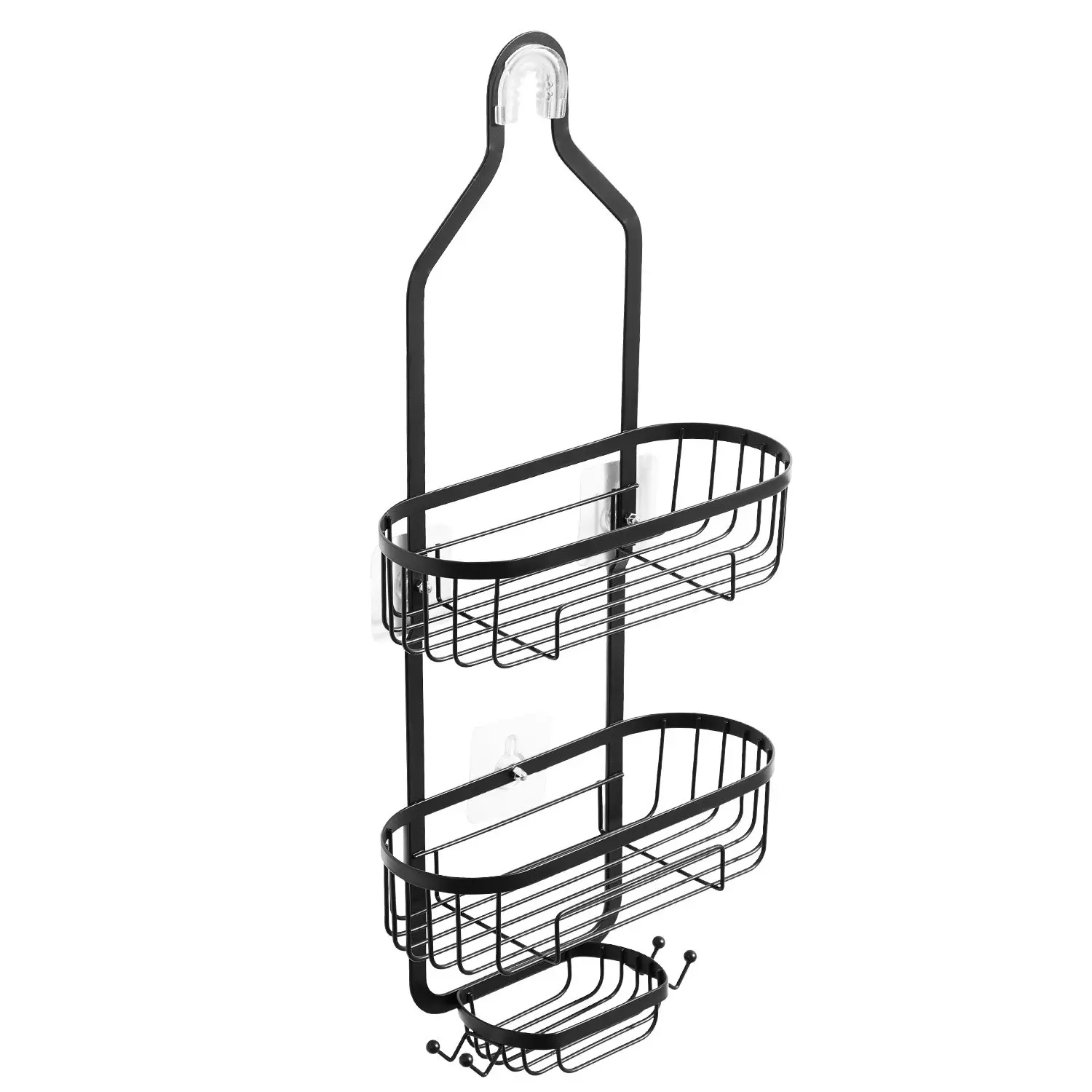 【DealsForYouDays】VEVOR Shower Caddy, 3-Tier Hanging Bathroom Shower Storage Organization Shelves Rack Set, with Soap Holder and Hooks for Towels, Sponge, 40 lbs Large Weight Capacity, Fits Shower Head, Matte Black