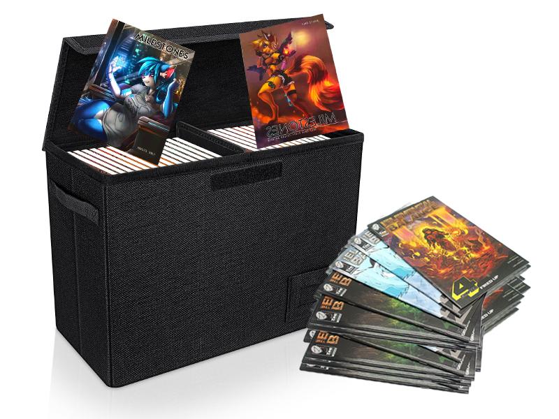 2-Pack Comic Book Organizer, Collapsible Comics Book Case With Dividers and Carrying Handles, Holds 150 Comics, 15.5" X 7.5" X 11.3" Heavy-Duty Stackable Case 2-Pack Comic Book Organizer, Collapsible Comics Book Case With Dividers and Carrying Handles, Holds 150 Comics, 15.5" X 7.5" X 11.3" Heavy-Duty Stackable Case