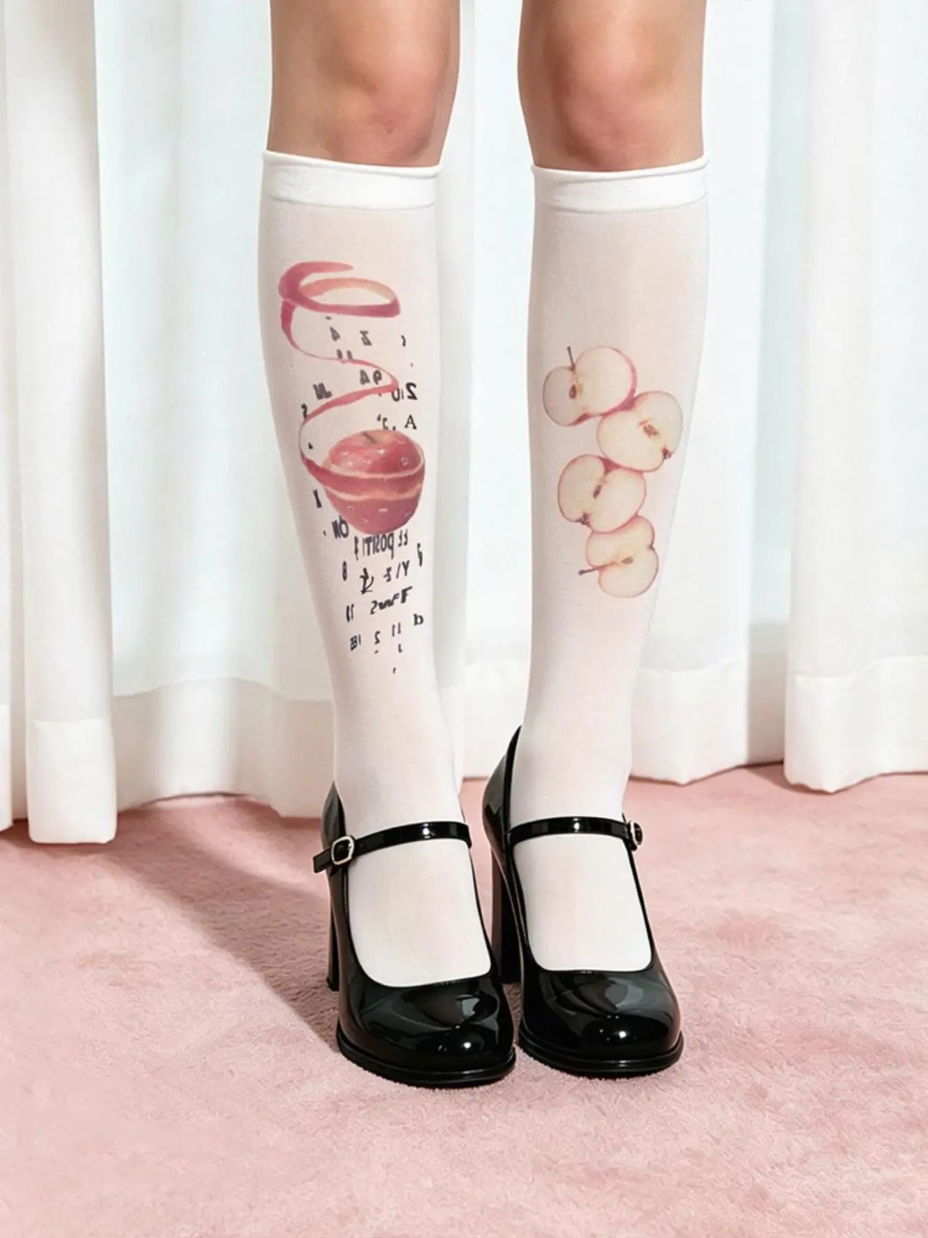 Apple Print Socks, Harajuku Cute Style Ankle Socks, Y2K Fashion Essential, Girlie Socks, Summer Wear, Happy Socks, #socks #summer #12gl #sockstyle