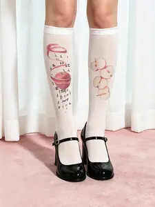 Apple Print Socks, Harajuku Cute Style Ankle Socks, Y2K Fashion Essential, Girlie Socks, Summer Wear, Happy Socks, #socks #summer #12gl #sockstyle