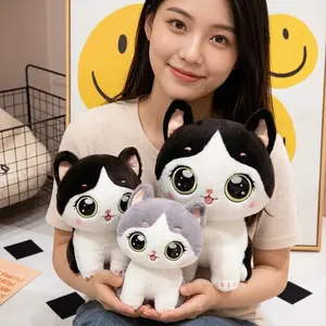 25cm Big Eyes Kawaii Sitting Cat Plush Toy Stuffed Kitten Animal Cartoon Plushie Sleeping Companion Appeasing Gift