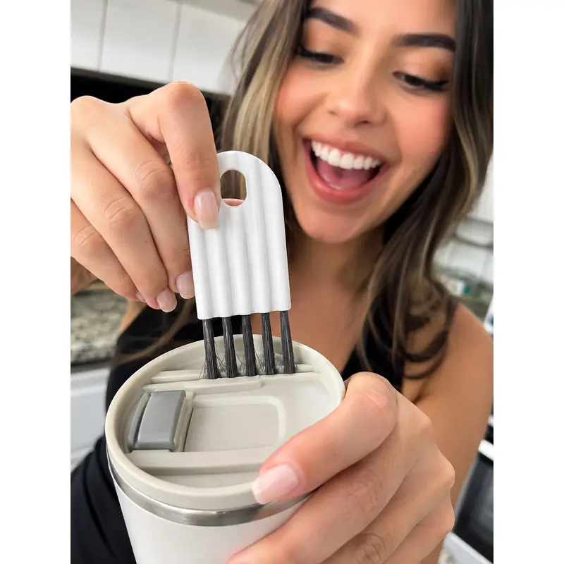 Keyboard Cleaning Brush with Soft Flexible Bristles, Portable Dust Cleaner for Mechanical Keyboard Laptop and Office Desk, Groove Scrubber for Cup Lid Bottle Cap and Kitchen Corners, Cute Cleaning Gadget Gift for Mom Wife Girlfriend Christmas Halloween
