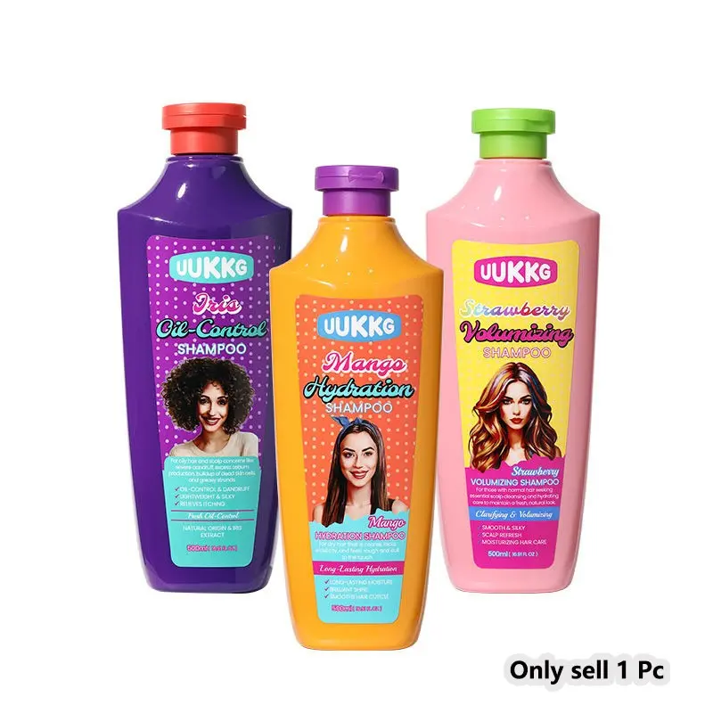 1 Pc UUKKG  Shampoo | Iris Oil Control Anti-Dandruff | Mango Hydrating for Dry Frizzy Hair | Strawberry Volumizing Volume Shampoo for Flat Fine Hair, Natural Fruit & Floral Extract Gentle Scalp Cleansing Long Lasting Scent Daily Hair Care