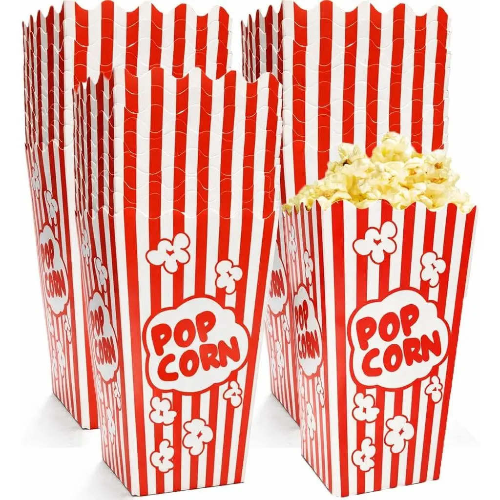 120 count Mini Popcorn Boxes, 4.6" Tall and 2.6" Square Small Paper Popcorn Containers Buckets for Pop Corn Machine, Movie Night, Cinema, Carnival, Party, Concessions