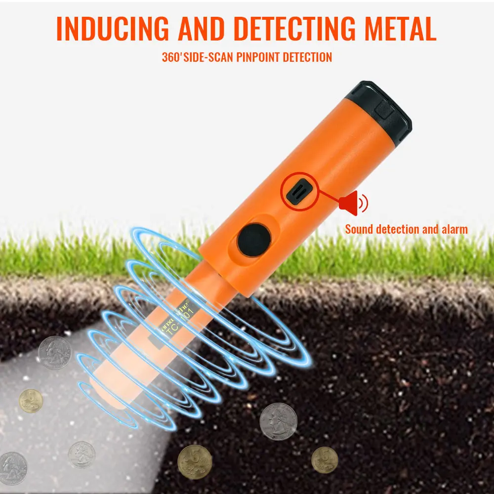 Metal Detector Pinpointer, Handheld Treasure Hunter Stick with Sound and Vibration Alerts, Ideal for Gold, Silver, Coins, Antiques, Beach, Yard, Outdoor Exploration