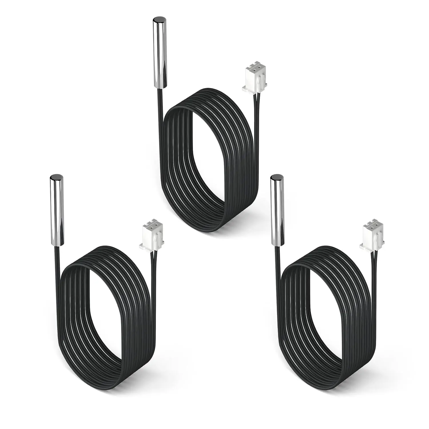 3pcs 10K Temperature Sensor Probe, 1 Meter Waterproof Stainless Steel 3950 NTC Temp Sensor Probe, Digital Temperature Transmitter Extension Cable