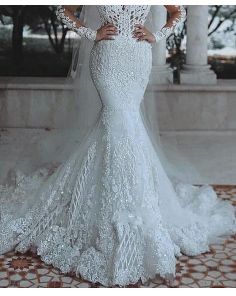 2026 New Style Sexy Deep V-neck Fishtail Lace Wedding Dress