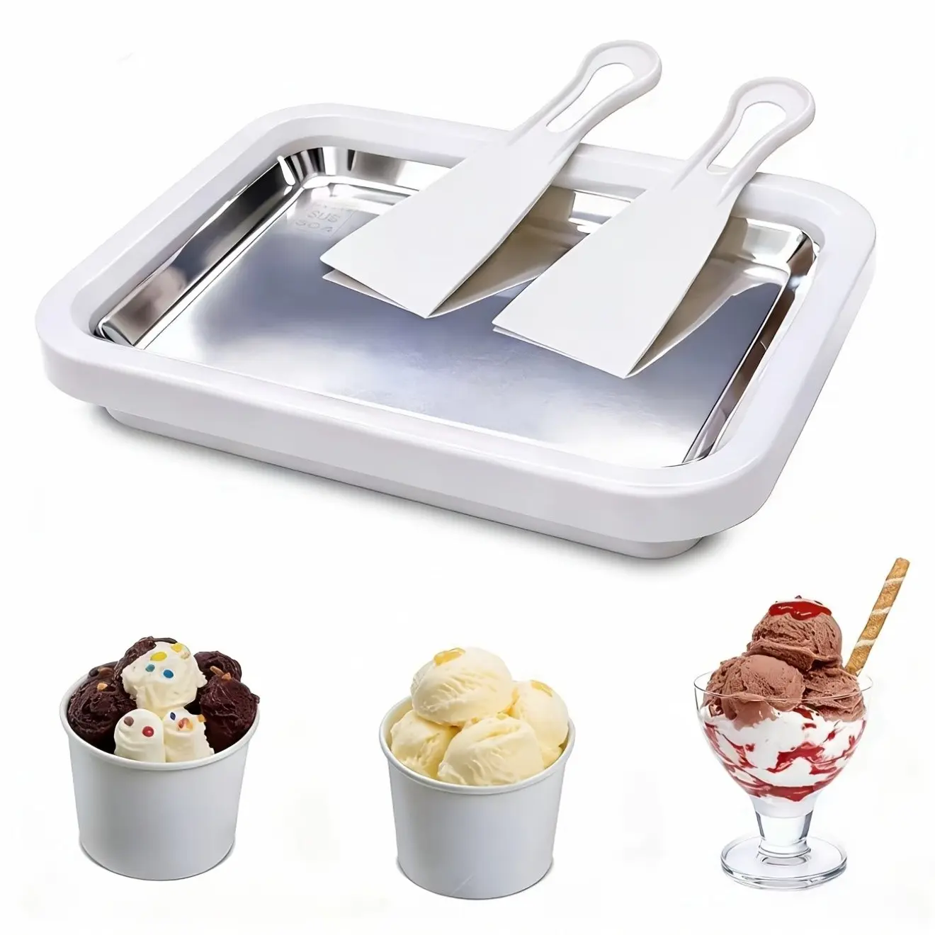 Mini Ice Cream Roller Machine, Personal Ice Cream Maker, DIY Food Maker, Frozen Yogurt Tray, Quick Freezing Board, Home Activity Kit, Portable Complete Set