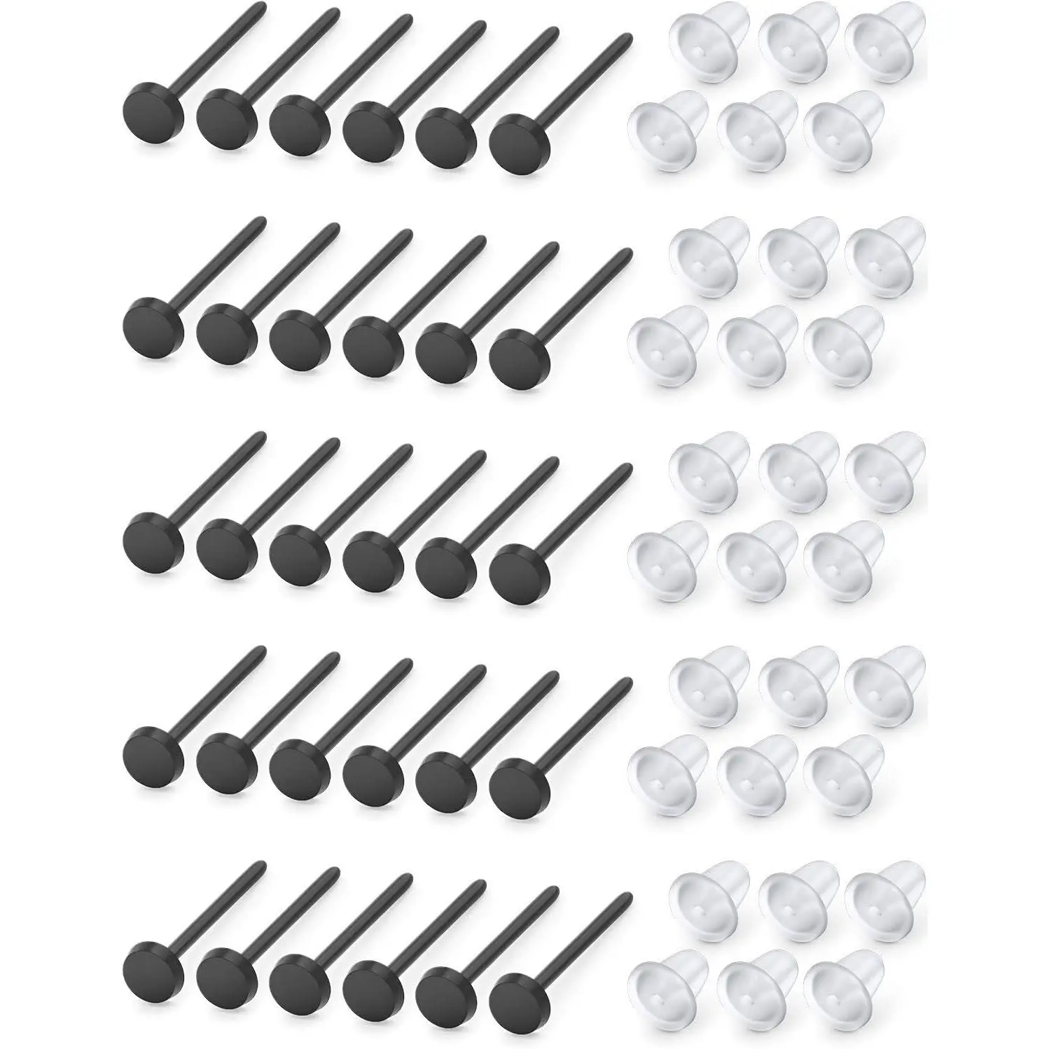 Clear/Black/Multicolor Plastic Ball/Flat Stud Earrings Hole Saver  Retainers  Grade for Women Men  Ears   Work