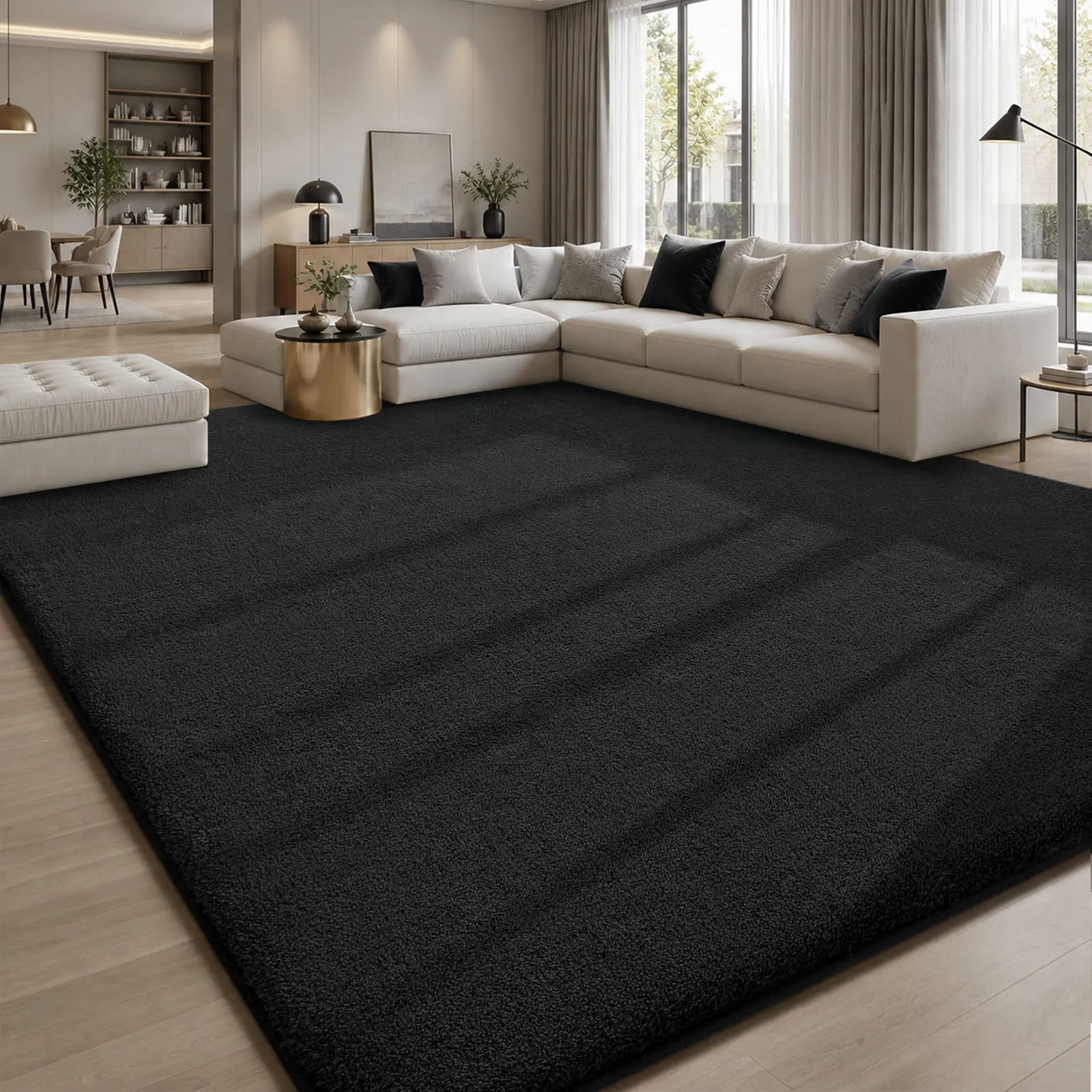 FAMVAL True Size Thick Plush Area Rug - Fluffy Non-Slip, Wrinkle Resistant, Short Wool Coral Fleece Feels Luxe Chenille Fiber Rug for Bedroom, Living Room Decor, Kids Room